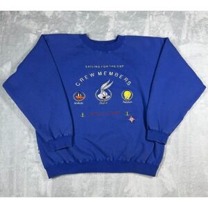 Vintage Acme Clothing Sweatshirt XXL Blue Sailing Crew Bugs Daffy Tweety